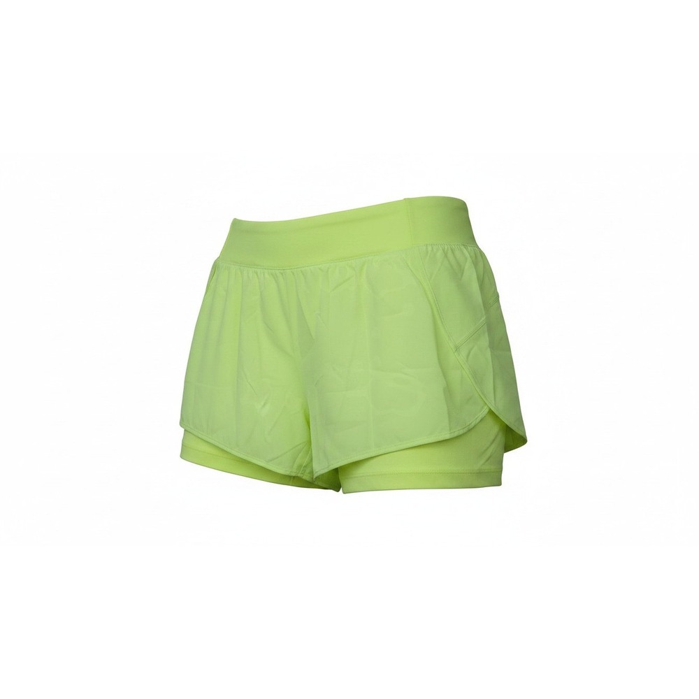 Velocity 2-in-1 Shorts Womens L Sunny Lime Neon Running Athletic SHV33221